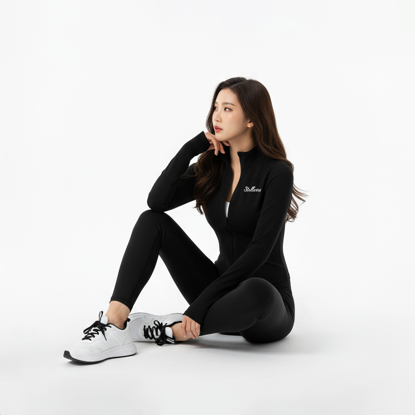 Stellovix Corelight Jacket — premium women’s lightweight poly-spandex yoga jacket designed for movement, layering, and everyday comfort. Breathable, stretchy activewear zip-up perfect for workouts, warm-ups, and casual daily wear.
