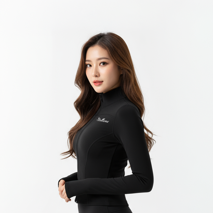 Stellovix Corelight Jacket — premium women’s lightweight poly-spandex yoga jacket designed for movement, layering, and everyday comfort. Breathable, stretchy activewear zip-up perfect for workouts, warm-ups, and casual daily wear.
