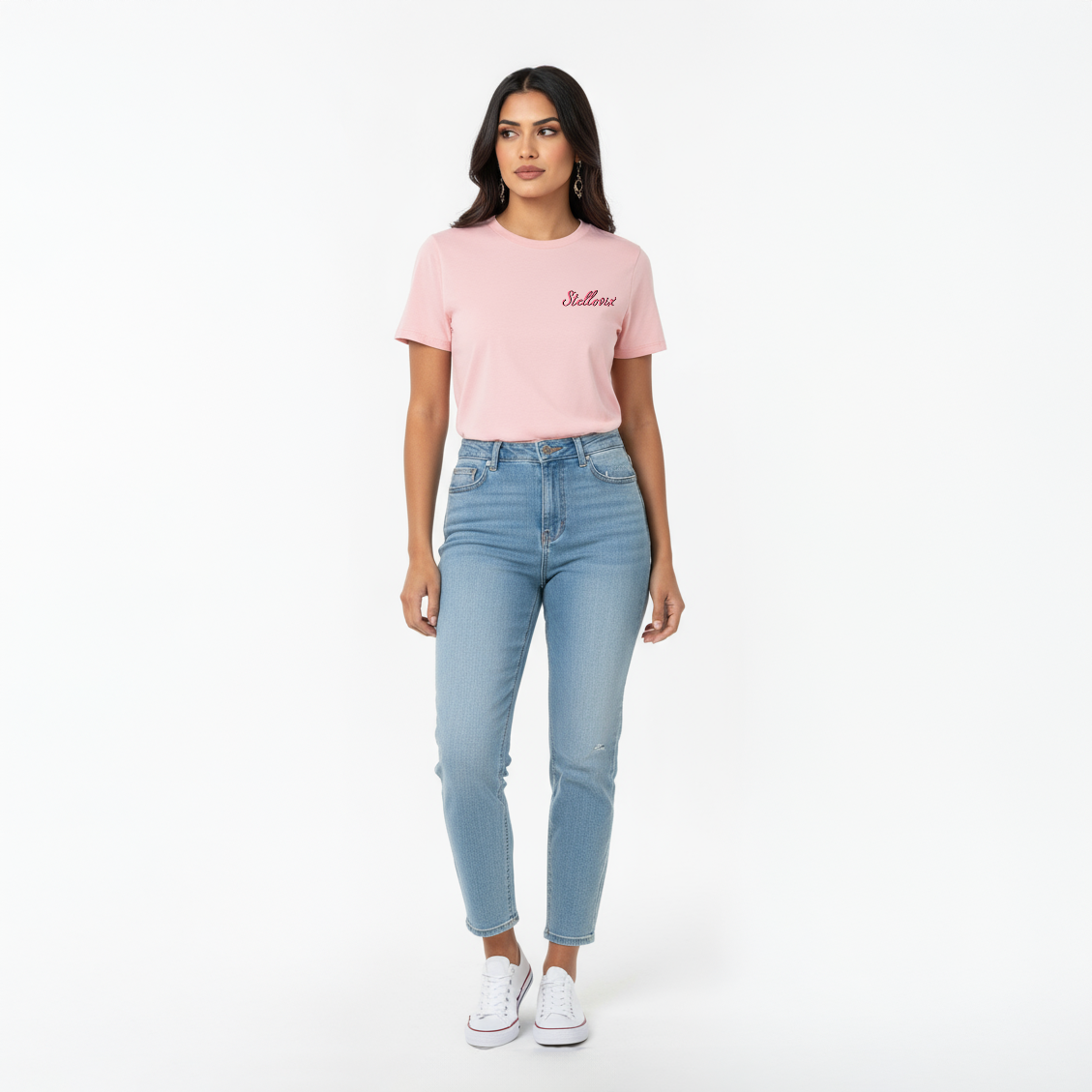 Stellovix Pure Lee T-Shirt – Light Pink, premium women’s 100% cotton t-shirt designed for everyday comfort and style. Soft, breathable, lightweight casual T-shirt perfect for daily wear, travel, and layering.