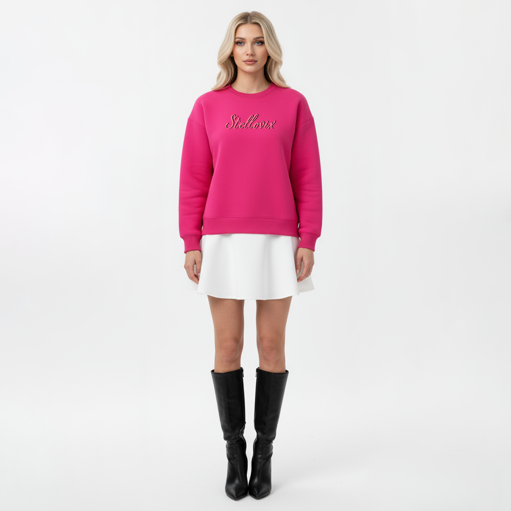 Stellovix High-Quality Oversized Sweatshirt — premium women’s pullover sweatshirt designed for cozy comfort and effortless style. Perfect for workouts, casual outings, travel, lounging, and daily wear. Soft, warm fabric with a relaxed, flexible fit that defines modern comfortwear. 